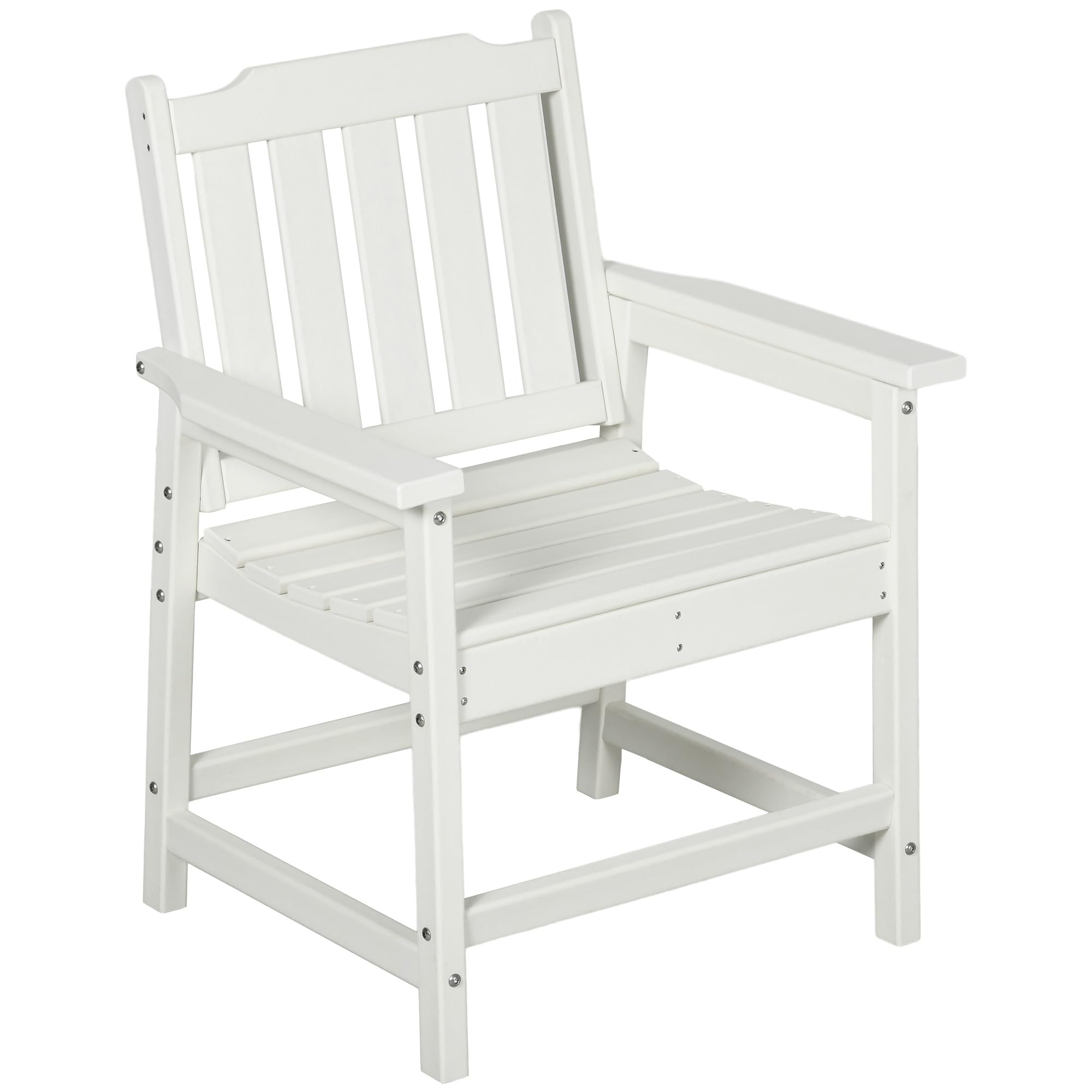 Outsunny All-Weather Patio Chair, HDPE Patio Dining Chair, Heavy Duty Wood-Like Outdoor Furniture for Garden, Backyard, Deck, Po
