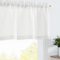 jinchan Linen Valance with Lace Trim Farmhouse Rustic Valance Curtain for Window 16 Inch Small Window Treatment for Living Room 