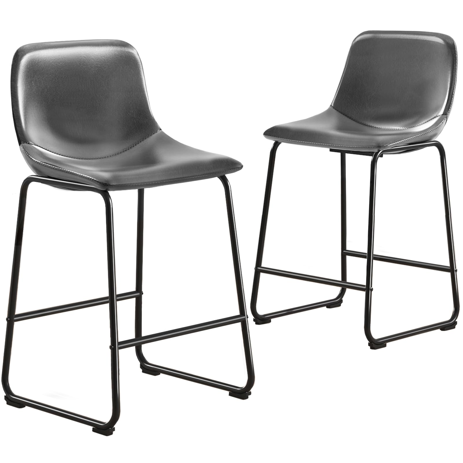TAVR Furniture Faux Leather Counter Height Stools Armless Island Chairs Set of 2 with Backs Hold up to 500 lbs for Home Kitchen 