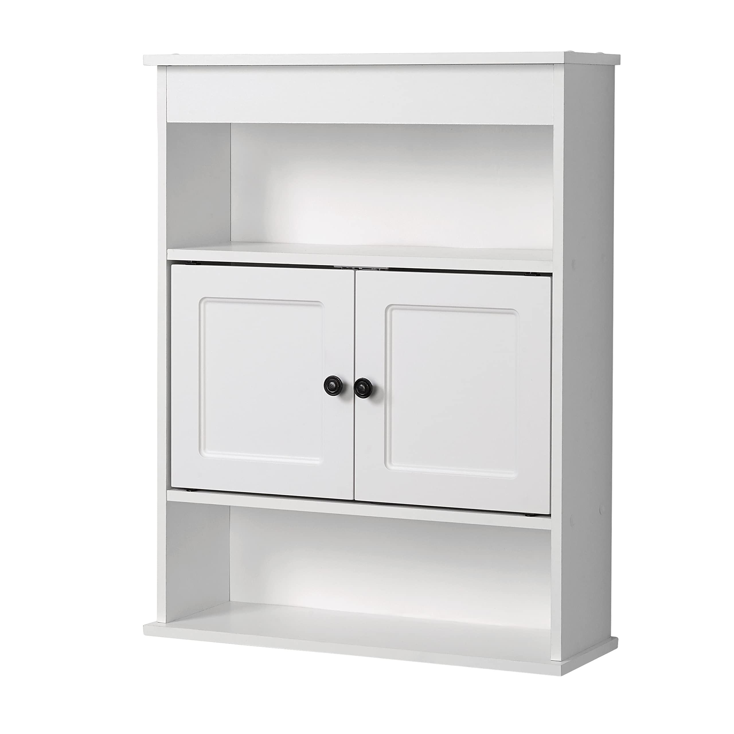 Zenna Home Bathroom Wall Cabinet, White with 2 Doors and 3 Adjustable Shelves, Ideal Medicine Cabinet or Over-the-Toilet Wall-Mo