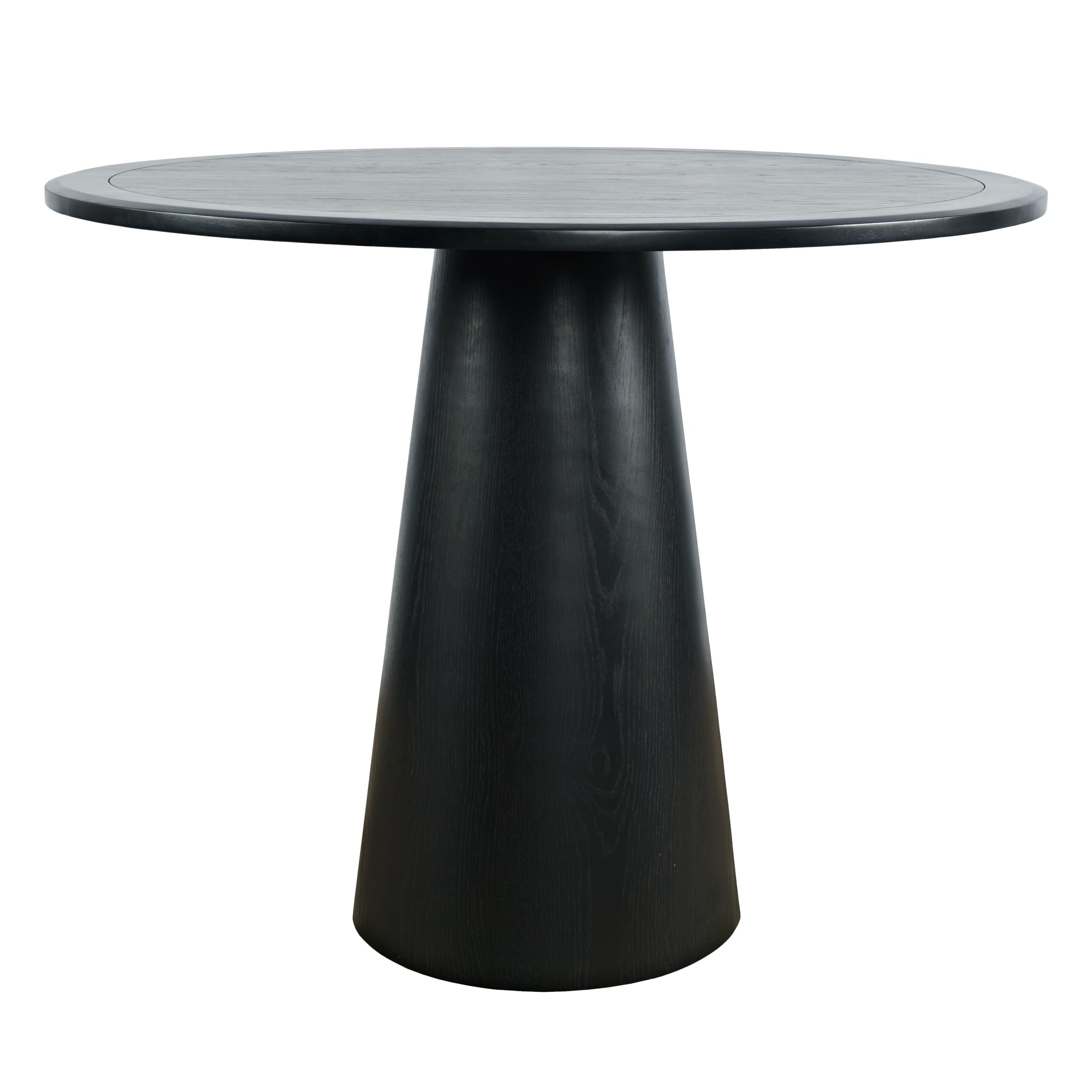 Jofran Nash Mid-Century Modern Round Pedestal Dining Table for Kitchen or Dining Room, Black, 36 Counter Height