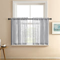 RV Curtains for Camper Door Windows Grey Linen Woven Privacy Sheer Blinds Shade Rod Pocket Short Curtains for Bedroom Small Bath