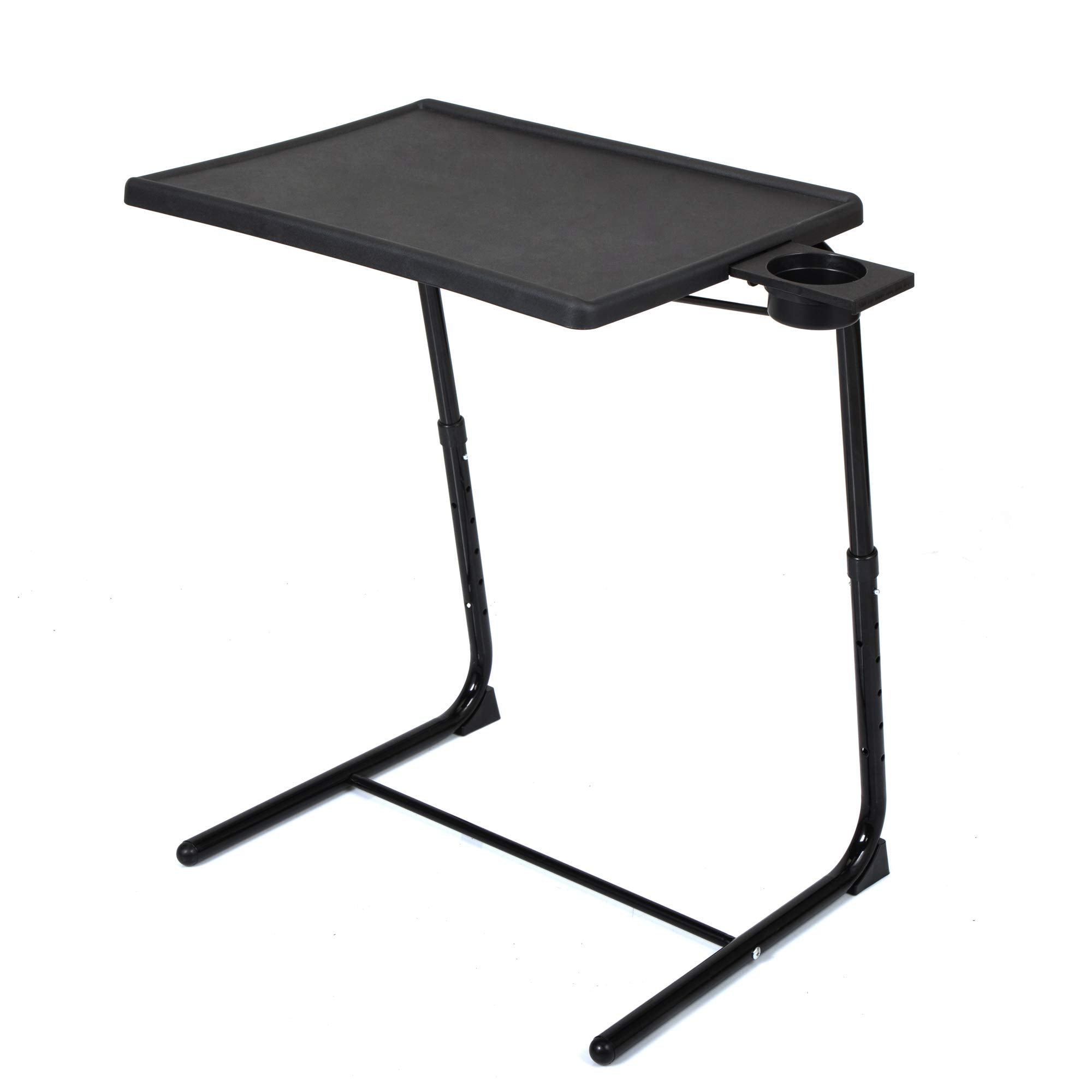JAXPETY TV Tray Table, Folding TV Dinner with Cup Holder, Adjustable TV Desk with 3 Angle and 6 Height Adjustments, Couch Table 