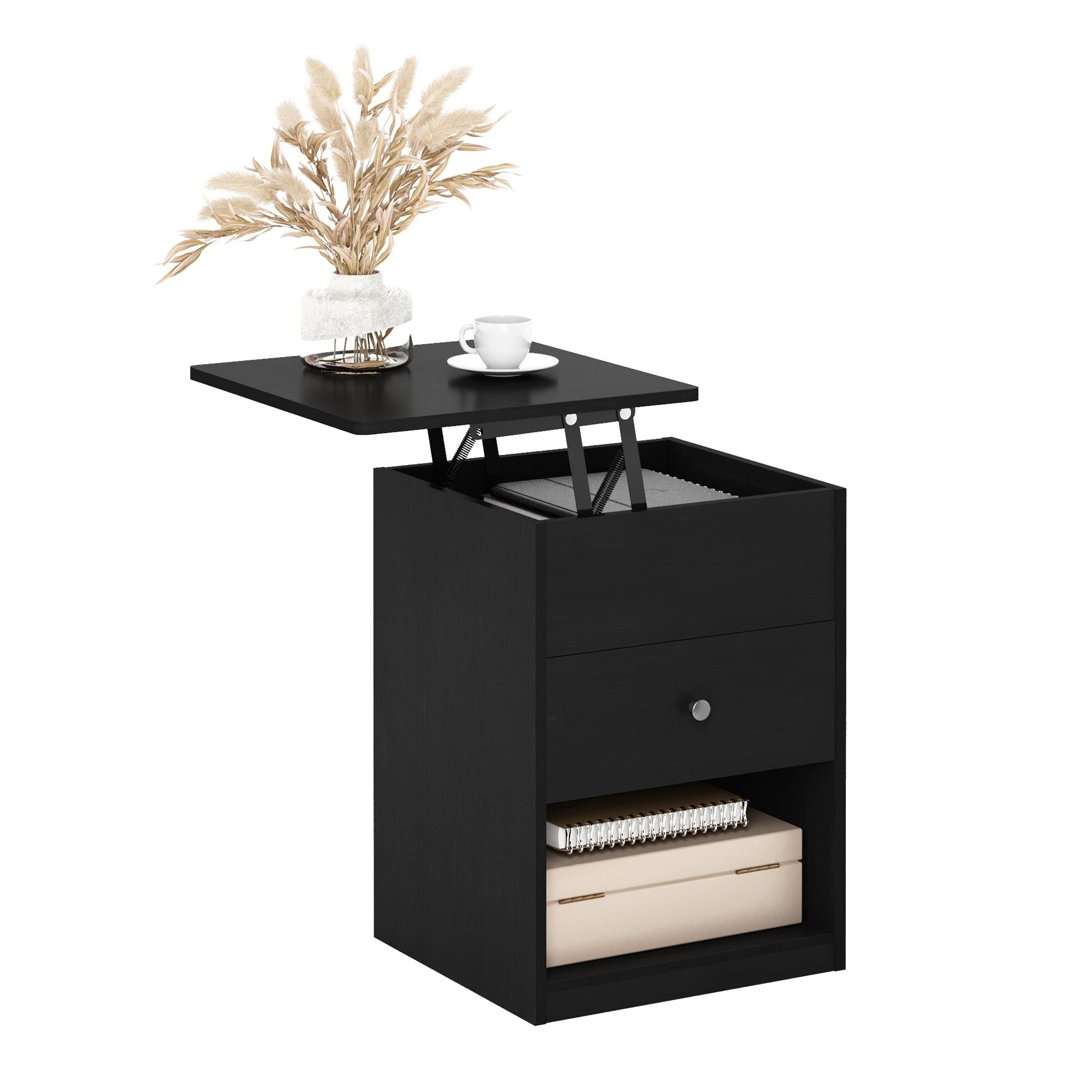 Furinno Jensen Lift Top Nightstand, Americano