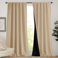 NICETOWN Thermal Insulated 100% Blackout Curtains, Rod Pocket Noise Reducing Drapes with Black Lining, Full Light Blocking Drape