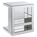 Benjara Accent Table with Mirrored Panels and C Shape, Silver