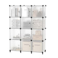 AWTATOS 12 Cube Storage Organizer with Doors, DIY Plastic Closet Shelf, Modular Bookshelf, Stackable Shelving Rack for Bedroom, 