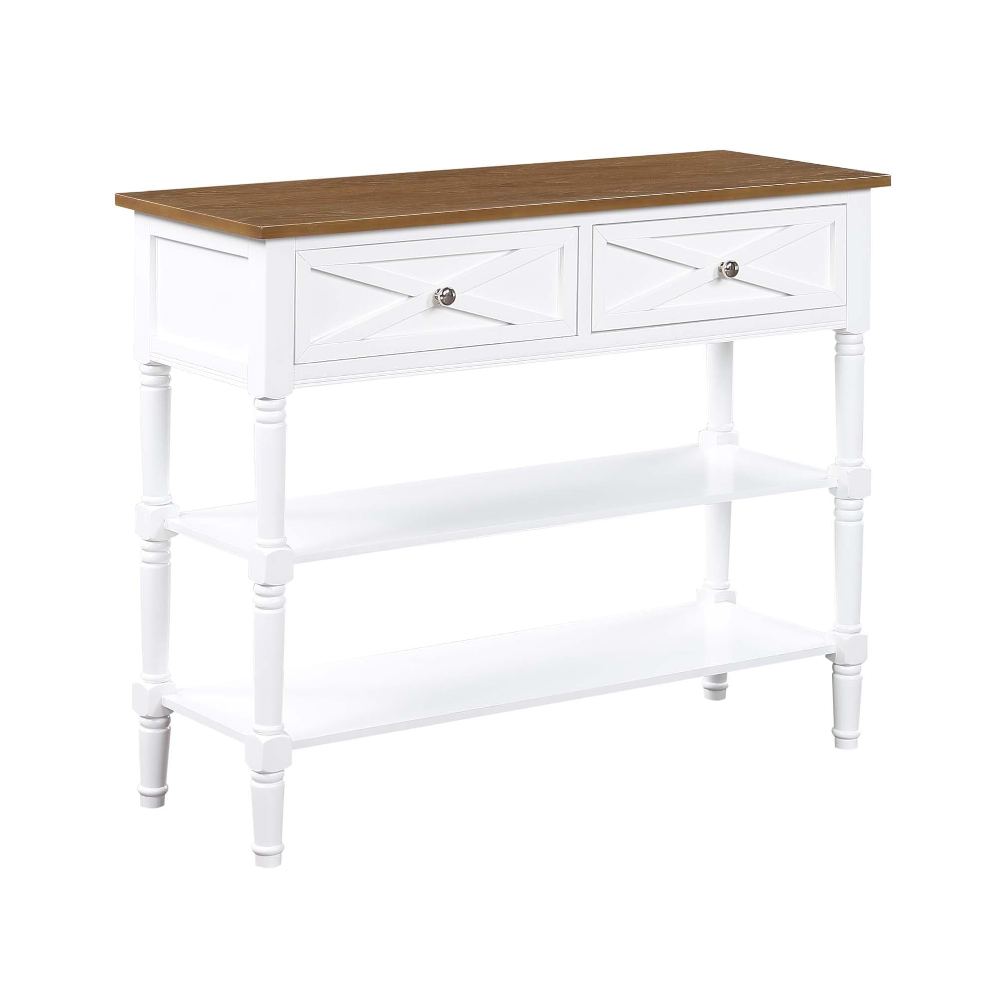 Convenience Concepts Country Oxford 2-Drawer Console Table, Driftwood/White
