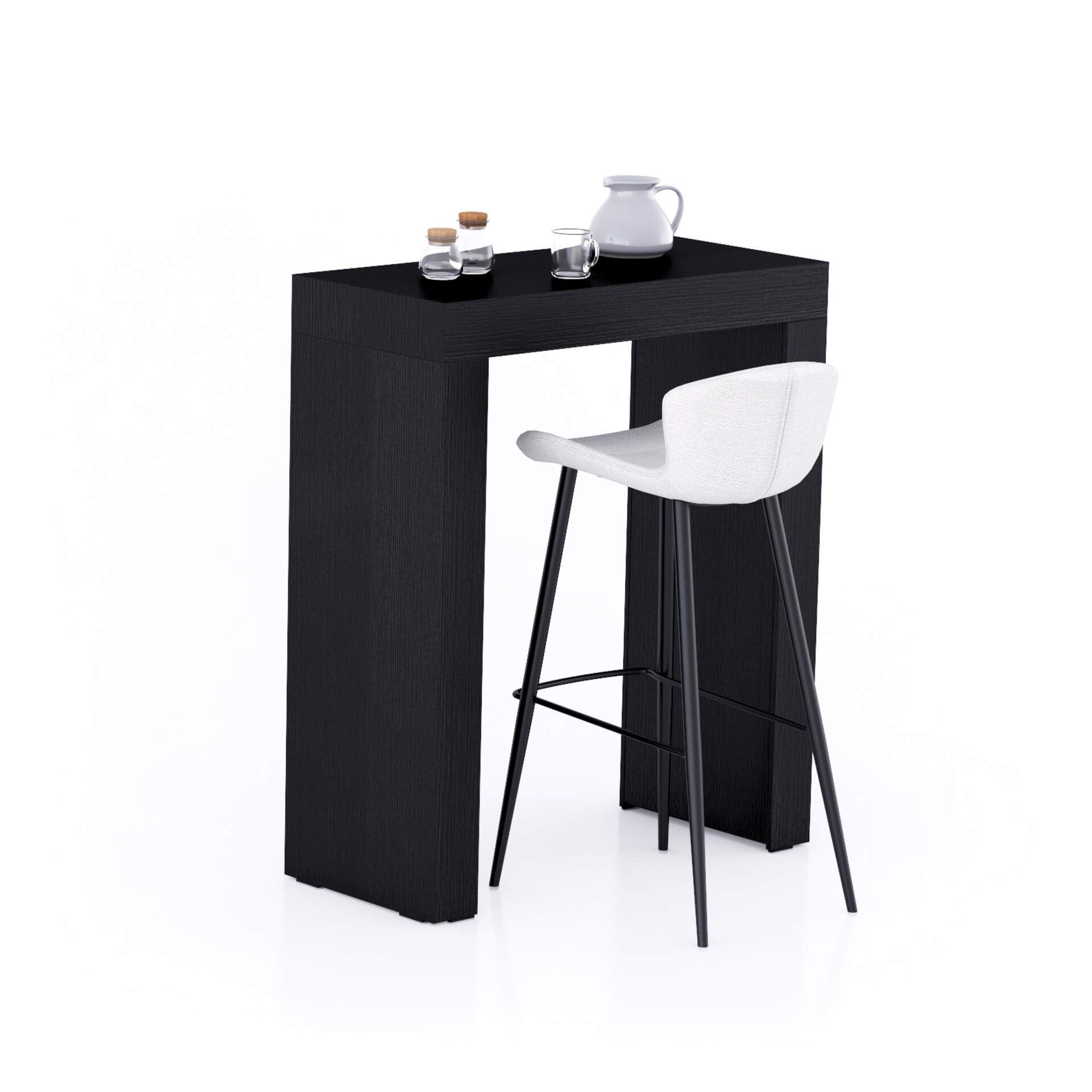 Mobili Fiver, Evolution High Table 35.4 x 15.7 in, Ashwood White, High Top Table for 1 People, Bar Table, Kitchen Island, Counte