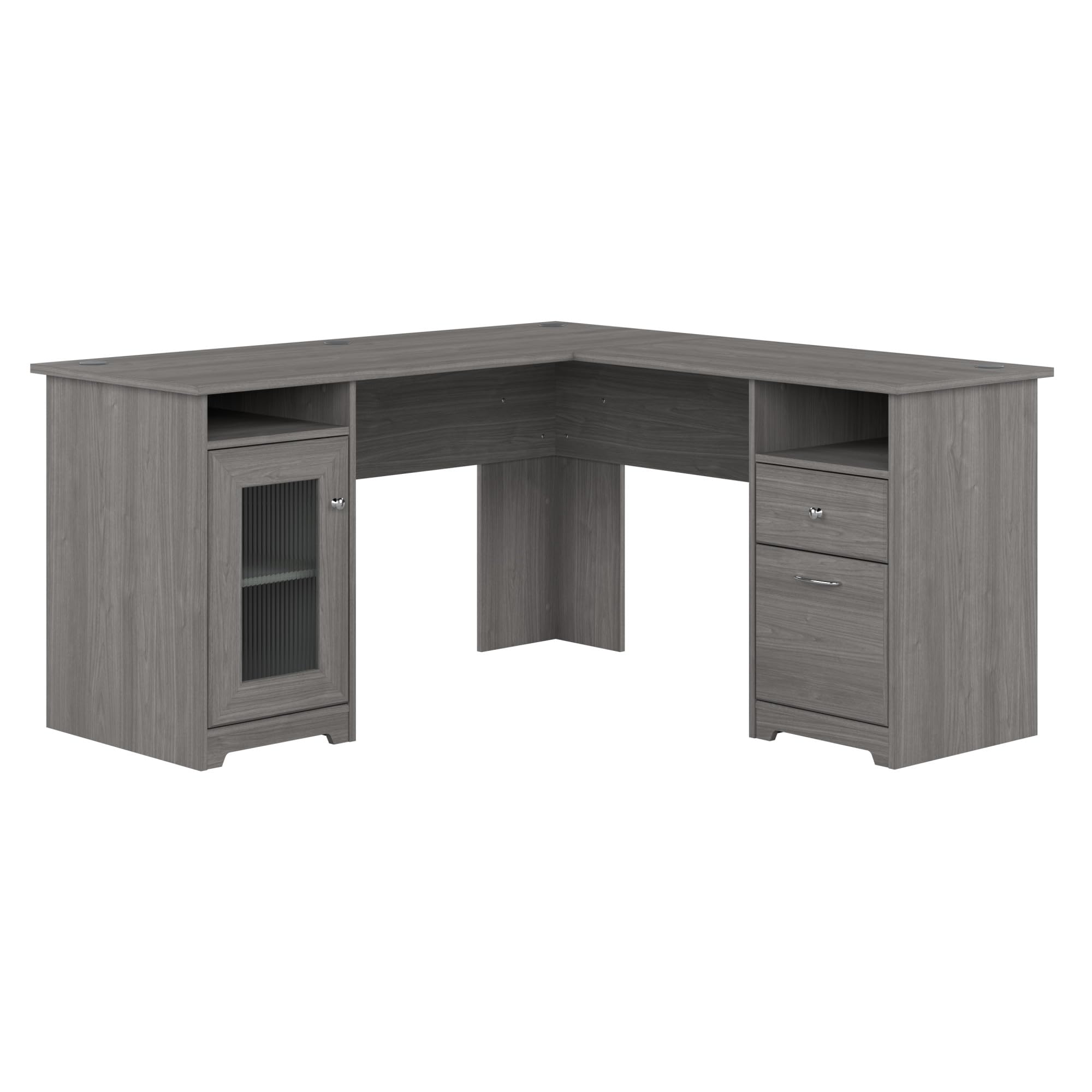 Bush Furniture Cabot L Shaped Computer Desk in Modern Gray | Corner Table with Drawers and Storage for Personal Home Office Work