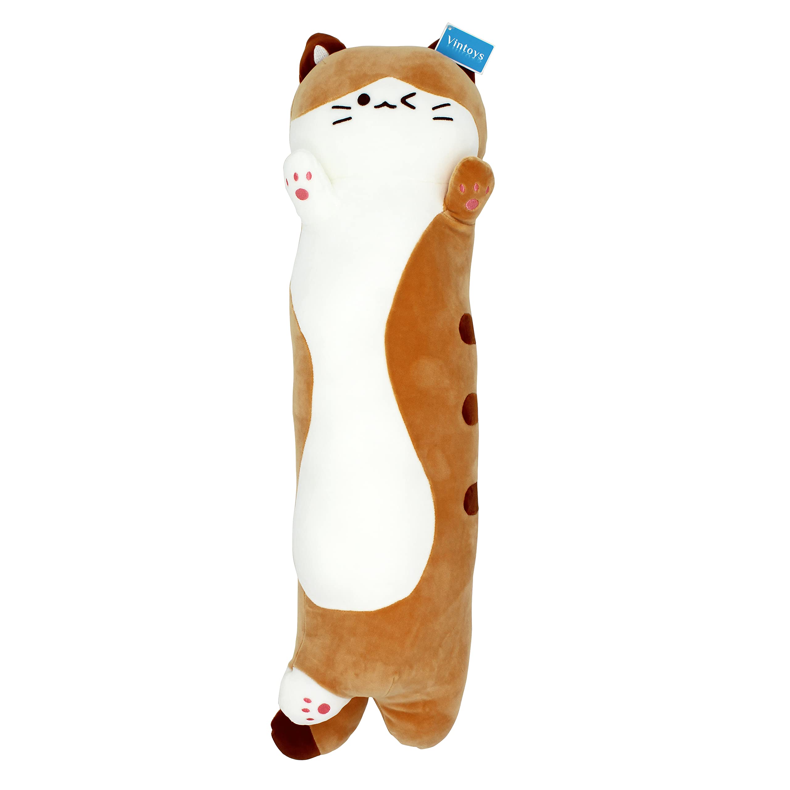Vintoys Very Soft Cat Long Hugging Pillow Plush Kitten Kitty Stuffed Animals Brown 26