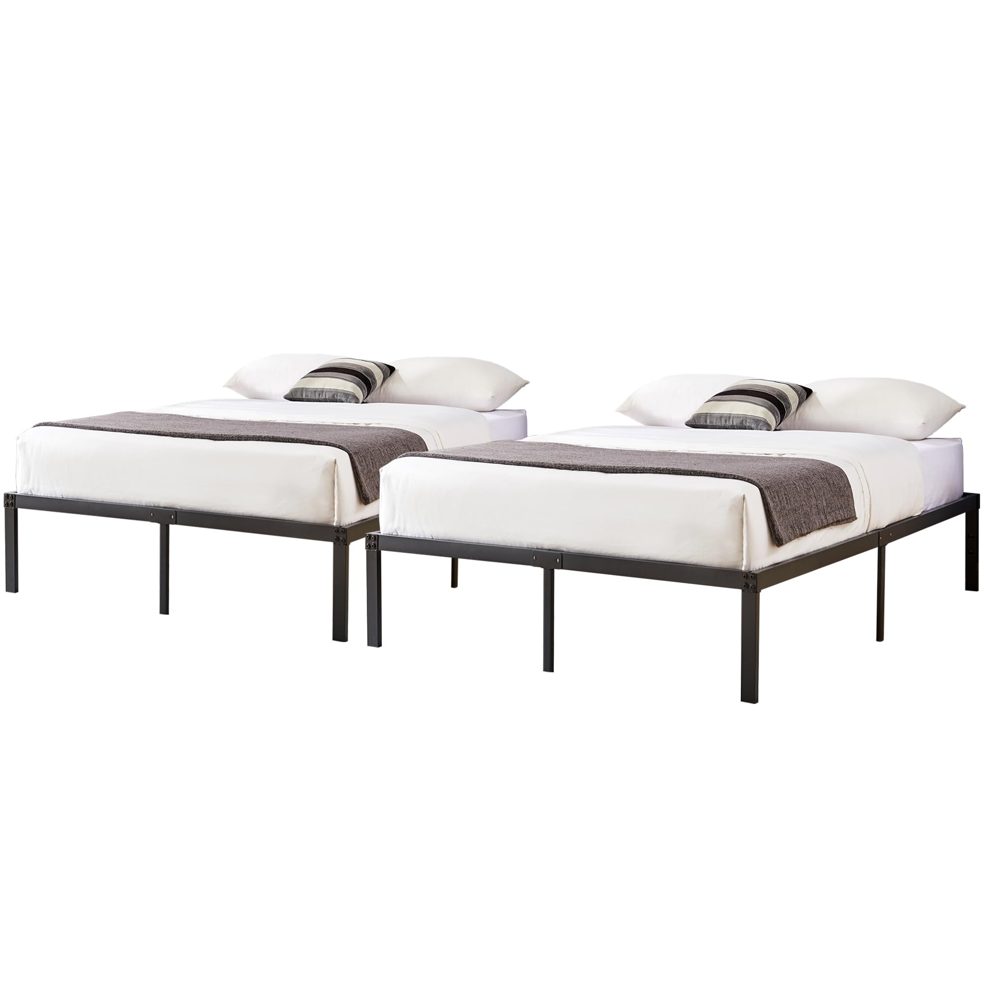 VECELO 14 inch Metal Full Size Bed Frame,Black Basic Steel Slats Platform,Heavy Duty Steel Slat/Noise Free&No Box Spring Needed 