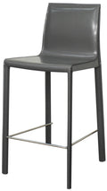 New Pacific Direct Gervin Recycled Leather Counter, Set of 2 Bar & Counter Stools, Anthracite Gray