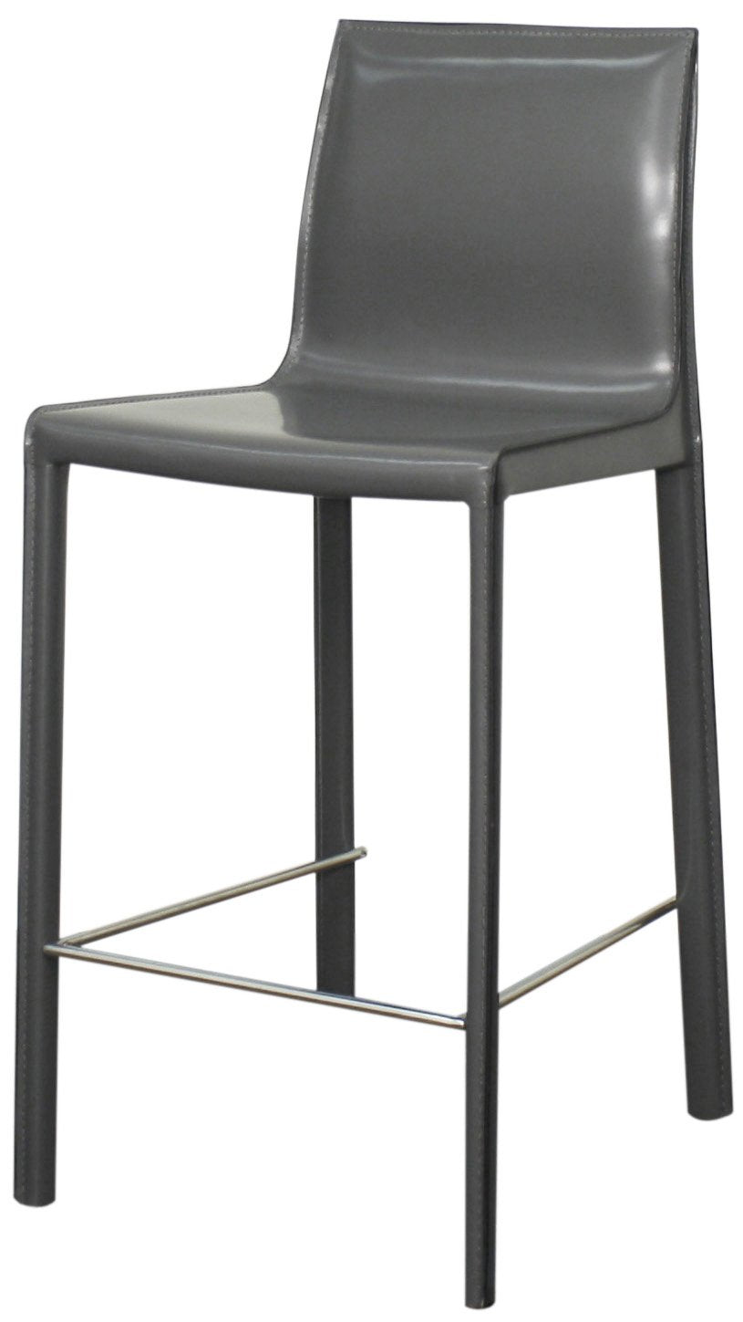 New Pacific Direct Gervin Recycled Leather Counter, Set of 2 Bar & Counter Stools, Anthracite Gray