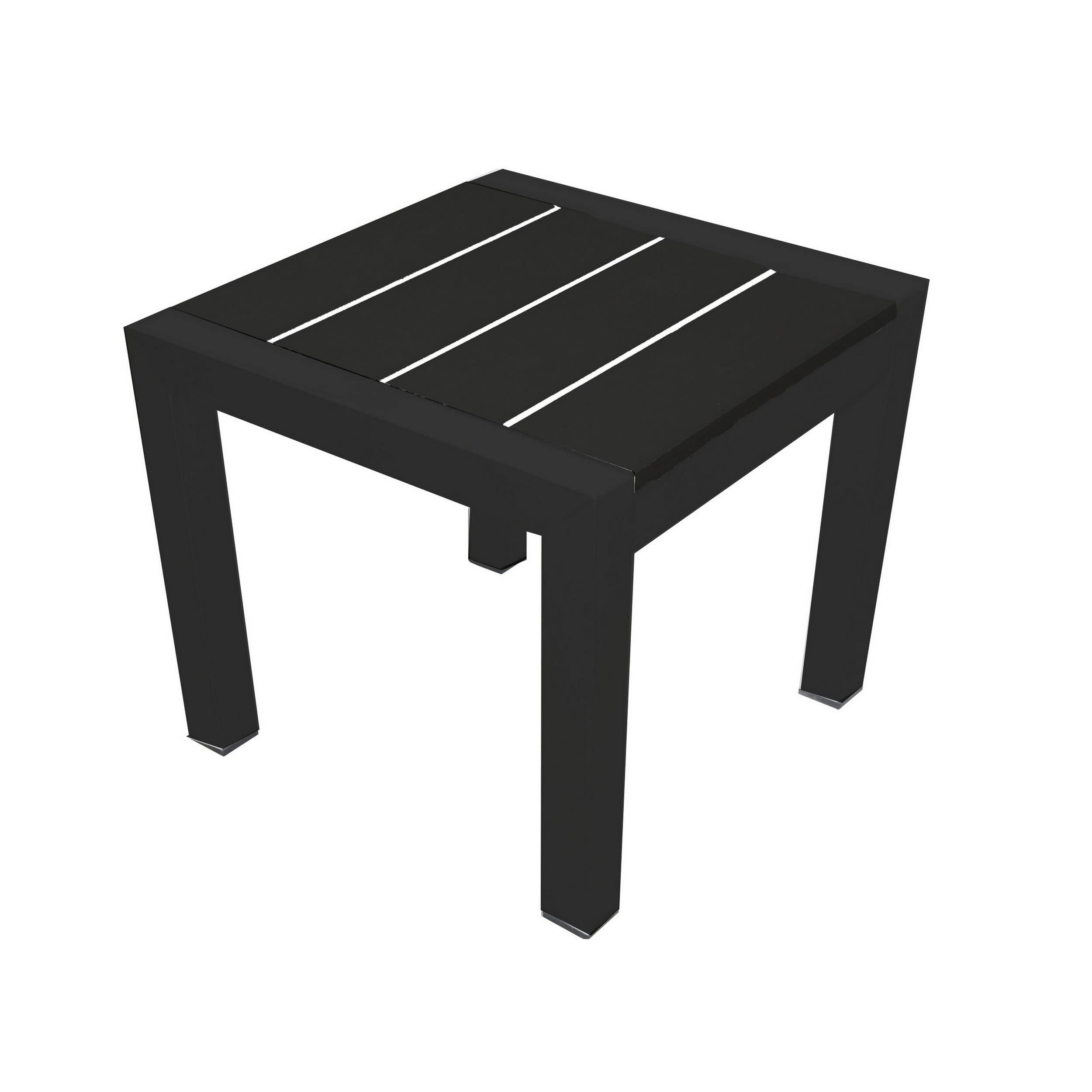 Benjara Josh 18 Inch Side End Table, Polyresin Planks, Jet Black Aluminum Frame