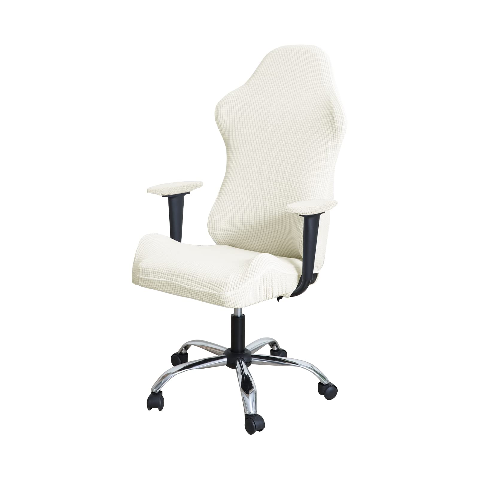 Gaming Chair Cover Set Cream for Adults Video Game Chair Water Repellent Jacquard Racing Computer Chair Slipcover with 2 Pieces 