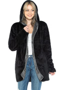 Safus Wearable Blanket Hoodie in Thick Fleece Jacket with Pocket - Black - Large Size - for Women and Men, Warm and Cozy