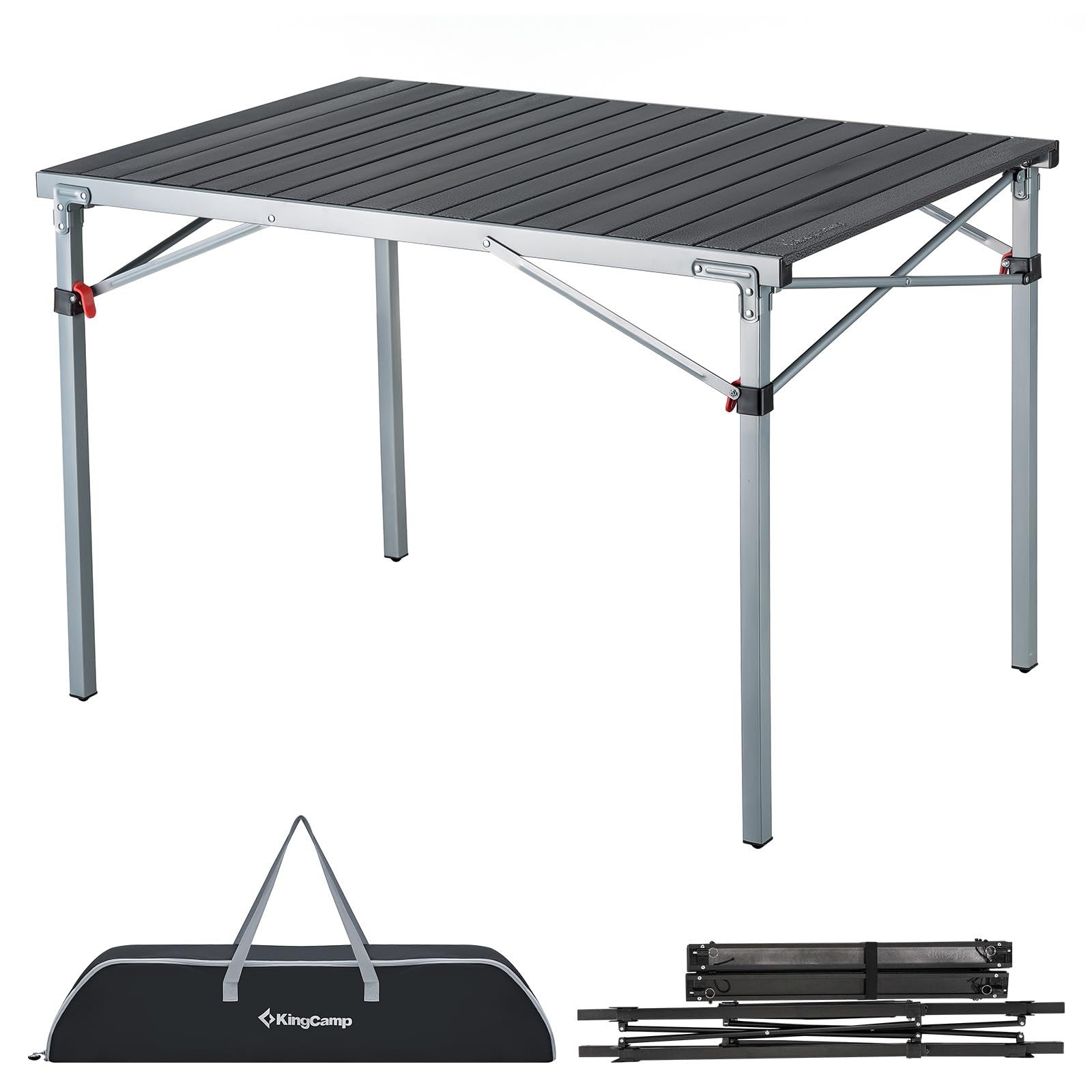 KingCamp Aluminum Folding Lightweight Roll Portable Stable Table for Camping Picnic Barbecue Backyard Party, Indoor & Outdoor, O