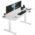 VIVO Electric Height Adjustable 60 x 24 inch Memory Stand Up Desk, White Dry Erase Solid One-Piece Table Top, White Frame, Stand