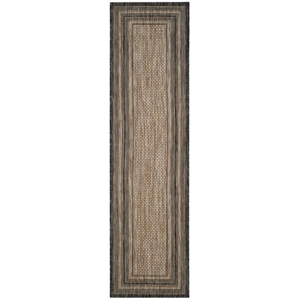 SAFAVIEH Courtyard Collection 23 x 14 Natural / Black CY8475 Indoor/ Outdoor Patio Backyard Mudroom Runner Rug