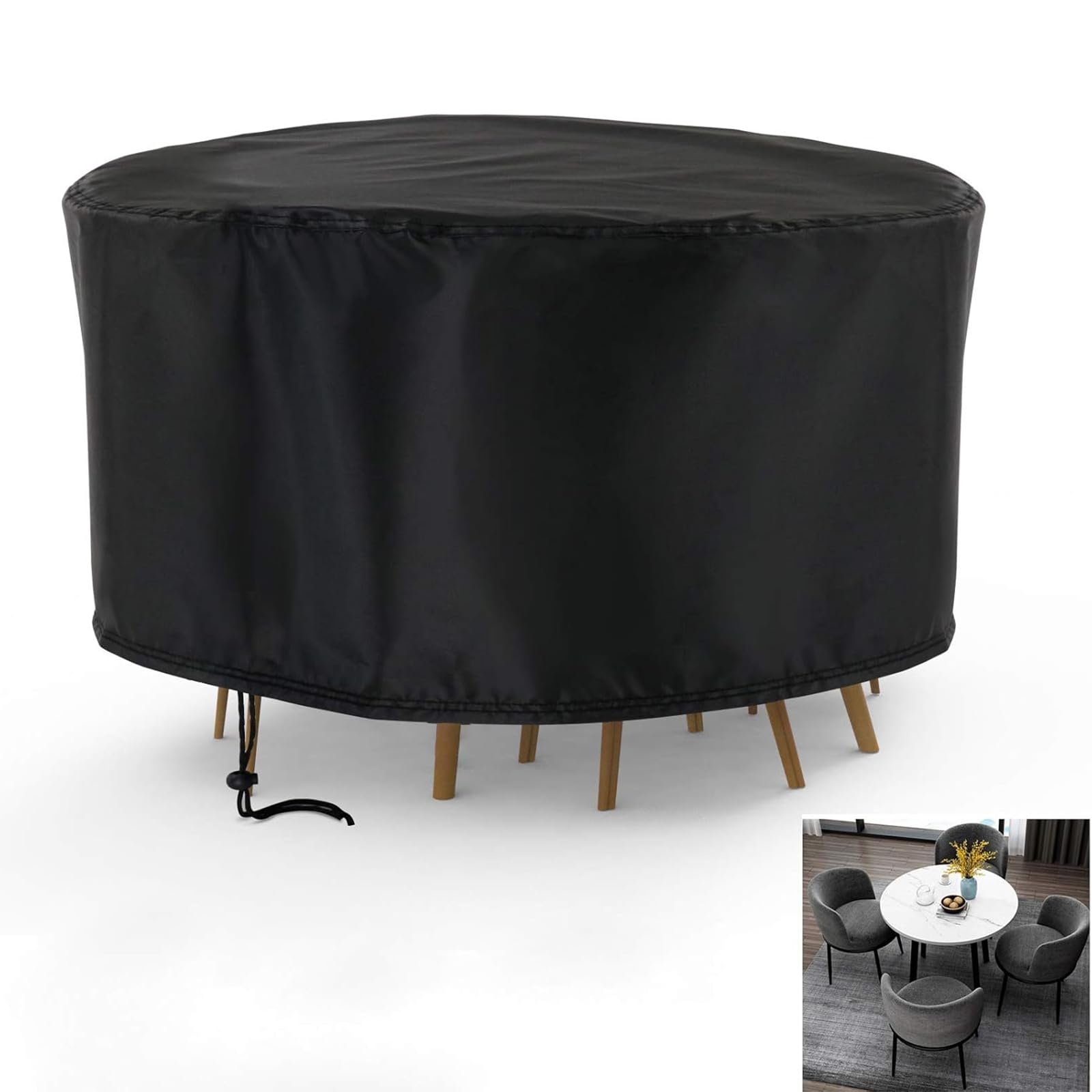Rilime Patio Furniture Set Cover Round, Waterproof Round Patio Table Cover Outdoor Furniture Covers for Patio Furniture(73 D x 4