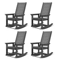 GREENVINES Outdoor Rocking Chairs | Set of 4 | Porch Rocker | HDPE Plastic | Grey | Oversized Rockers | High Back | Big & Tall |