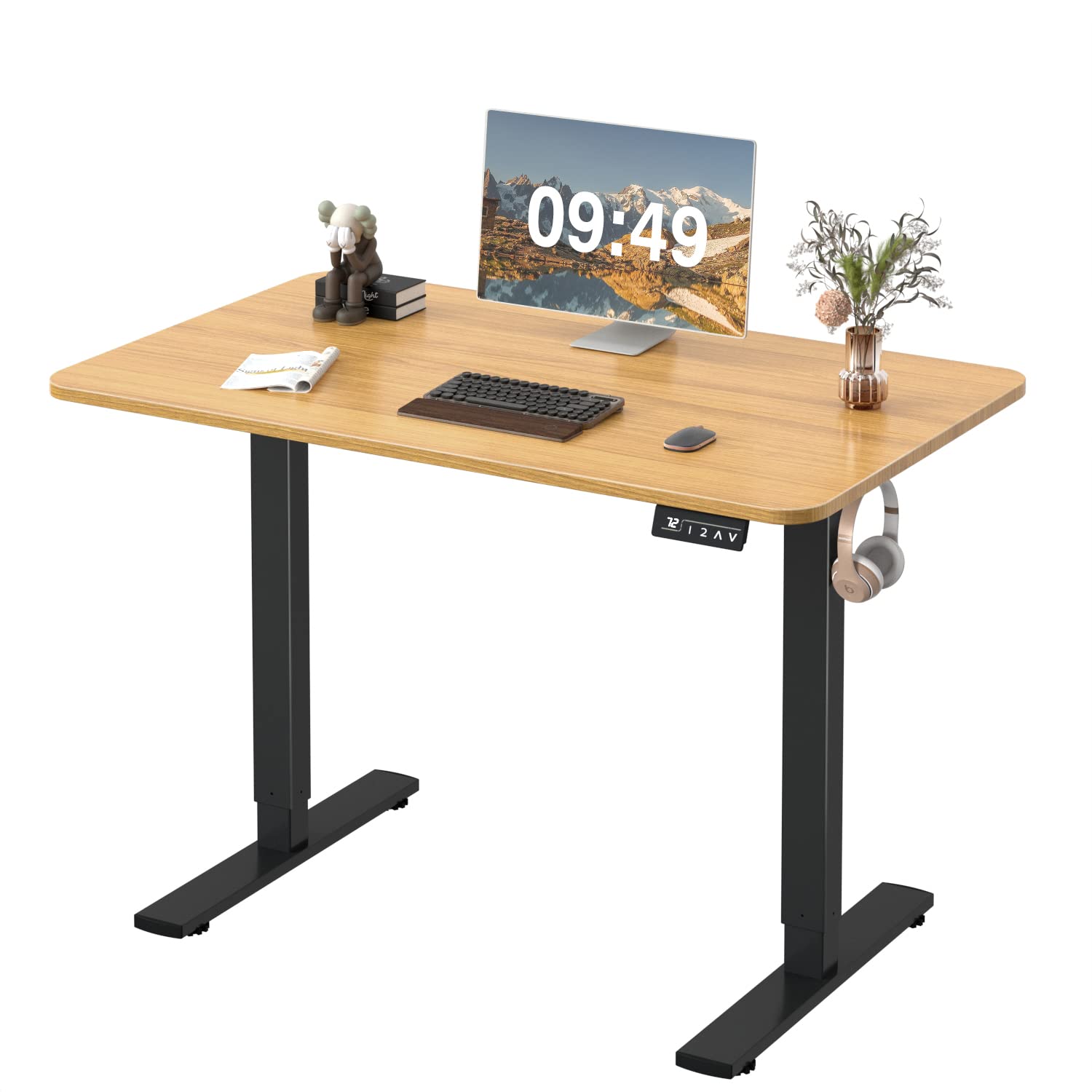 Furmax Electric Height Adjustable Standing Desk Large 40 x 24 Inches Sit Stand up Desk Home Office Computer Desk Memory Preset w