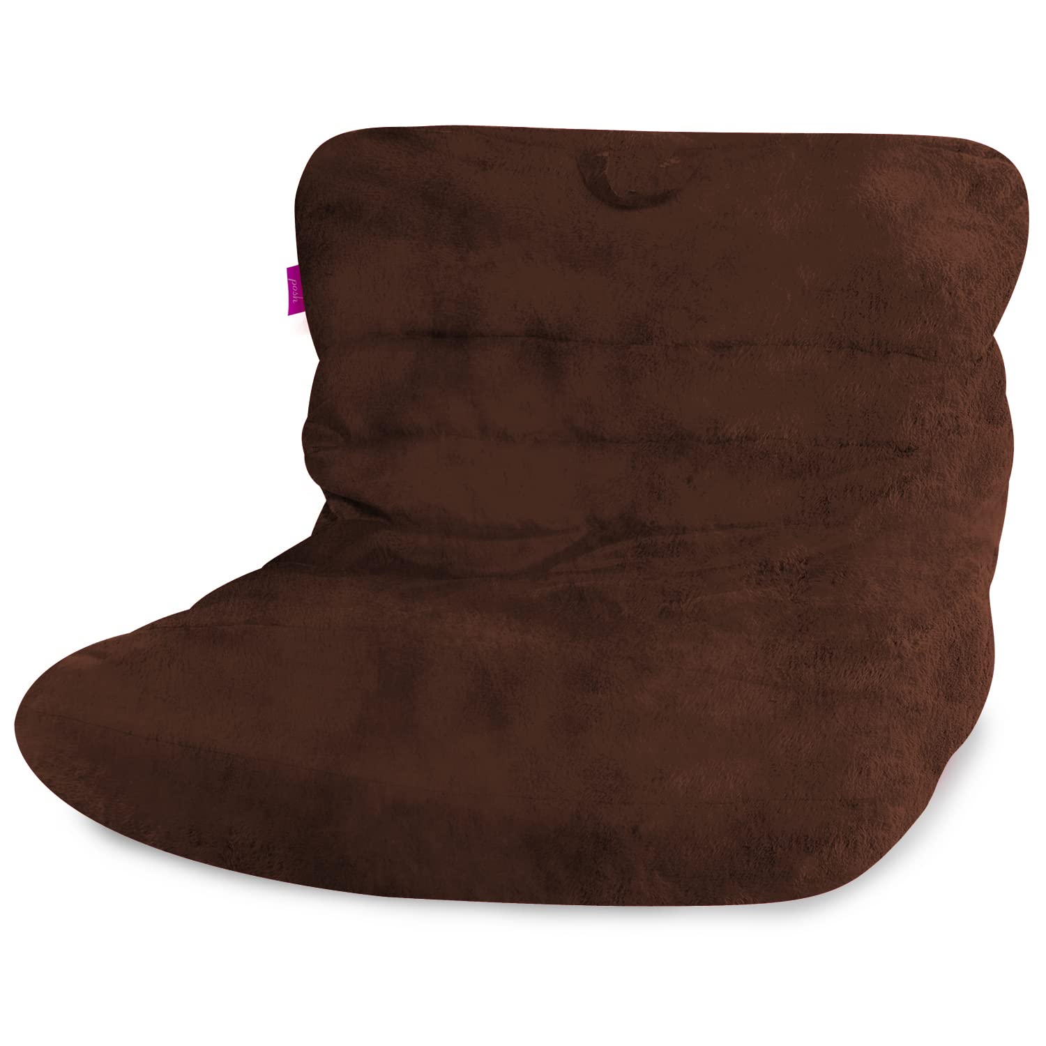 Posh Creations Structured Comfy Bean Bag Chair for Gaming, Reading, and Watching TV, Laguna Lounger, Rabbit Fur - Brown
