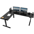VIVO Electric Height Adjustable 83 x 60 inch Corner Stand Up Desk, 2 Black Solid Table Tops, Black Frame, Memory Controller, L-S