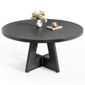 LITTLE TREE Round Dining Table for 4-6 People, 47 Inches Dining Room Table with Wooden Pedestal Base, Circle Kitchen Tables for 