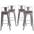 Changjie Furniture 30 Inch Bar Stools Set of 4 Industrial Metal Barstools Bar Height Bar Stool with Backs for Home Kitchen (30 i