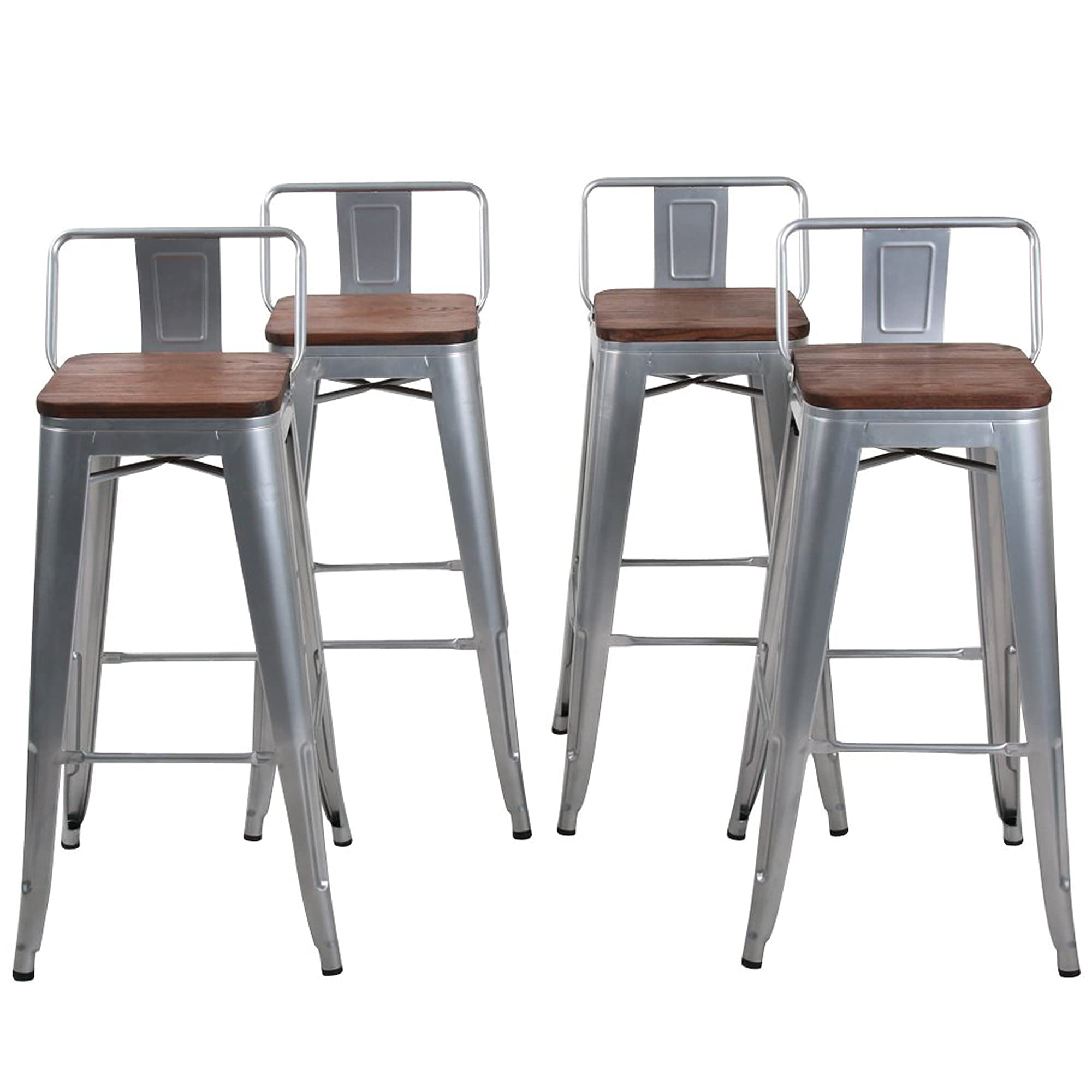 Changjie Furniture 30 Inch Bar Stools Set of 4 Industrial Metal Barstools Bar Height Bar Stool with Backs for Home Kitchen (30 i