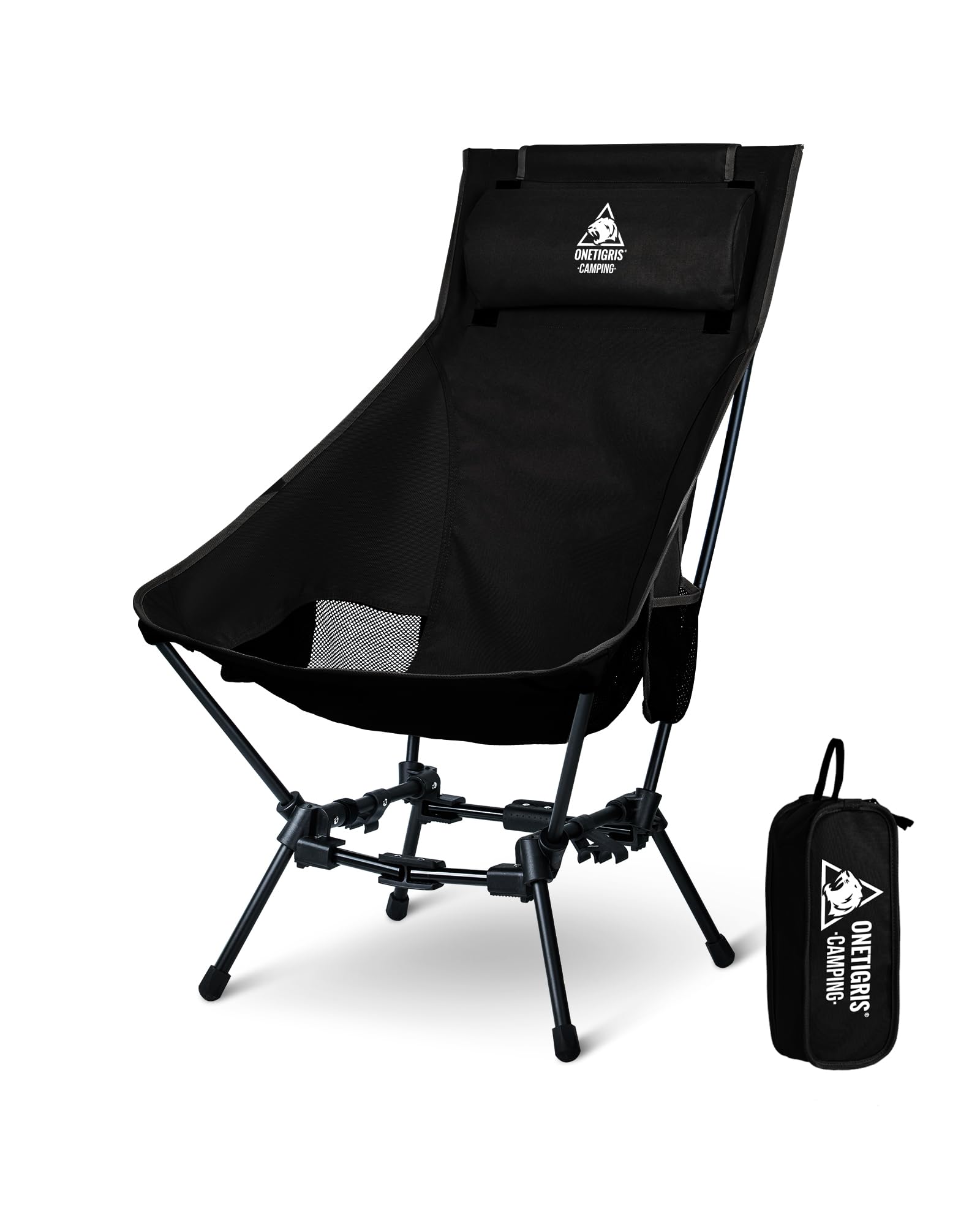 OneTigris Dragonhide Oversized Camping Chair with Pillow Design, Comfortable Widened Seat Folding, 275 lbs Capacity
