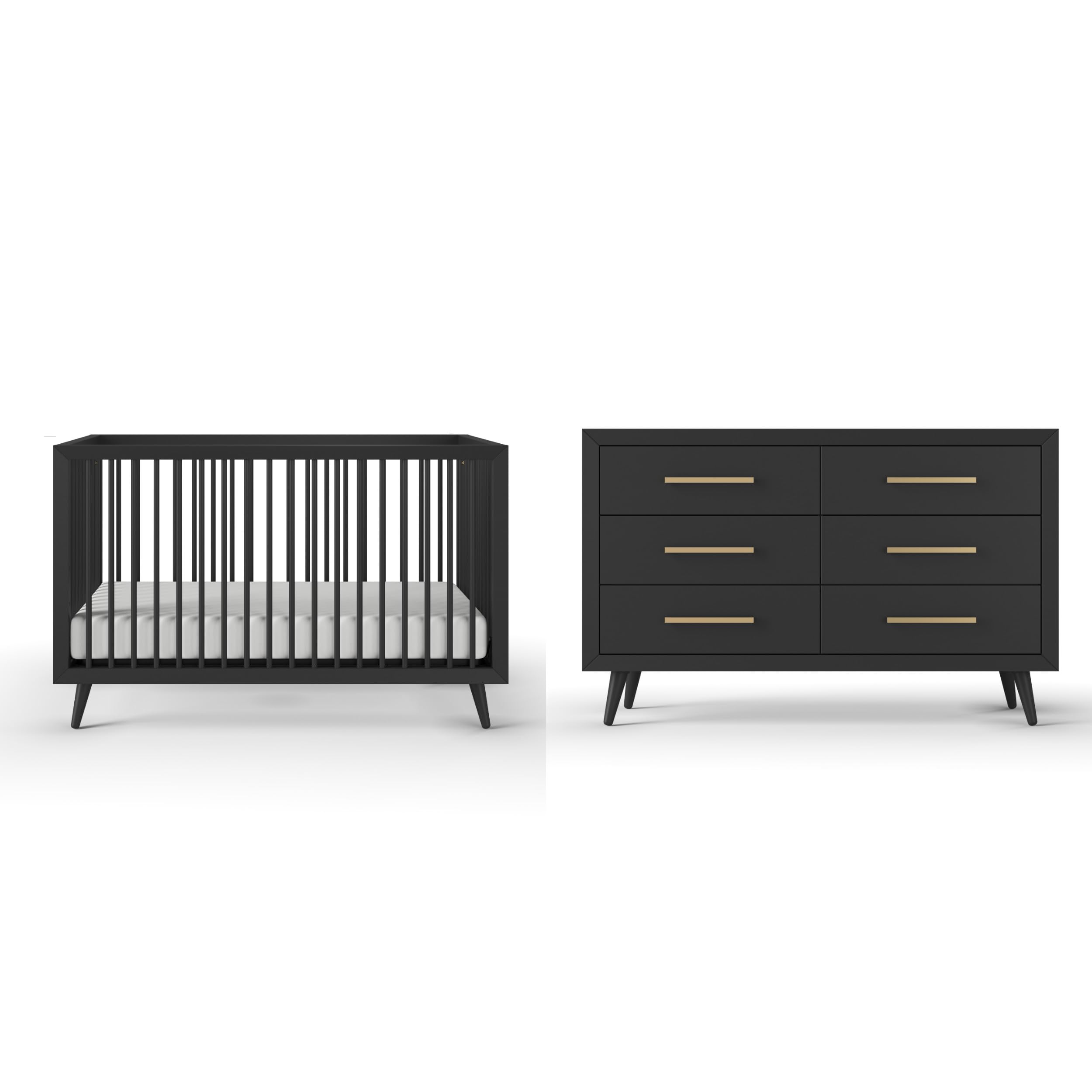Child Craft Cranbrook Nursery Set, 2-Piece, Includes 4-in-1 Convertible Crib and 6-Drawer Double Dresser, Grows with Your Baby (