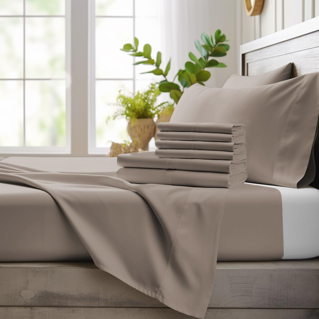 Bamboo Bay 6 Piece Full Size Bed Sheets Set - 100% Viscose Made from Bamboo Sheets Full Size Set - Ultra Soft Cooling Sheets for