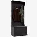 HOMCOM 3-In-1 Entryway Hall Tree with Storage Bench, Coat Rack with Four Hooks, and Shoe Storage, Black