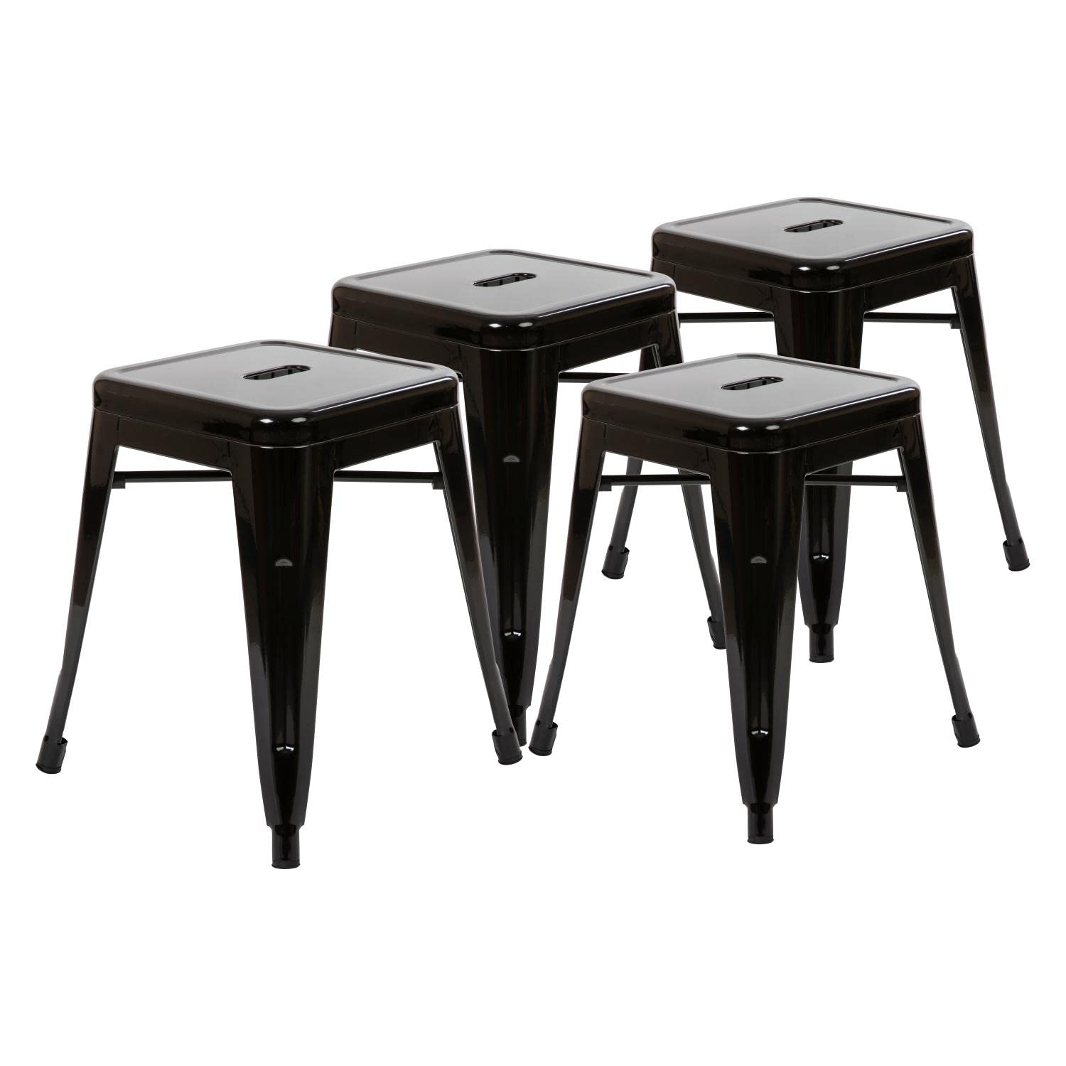 Flash Furniture Metal Dining Table Height Stool - Backless Black Kai Commercial Grade Stool - 18 Inch Stackable Dining Chair - S