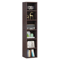 LITTLE TREE 70.9 Inch Tall Narrow Bookcase, Corner Bookshelf 6 Tier Cube Display Shelf Storage Organizer for Small Space, Brown