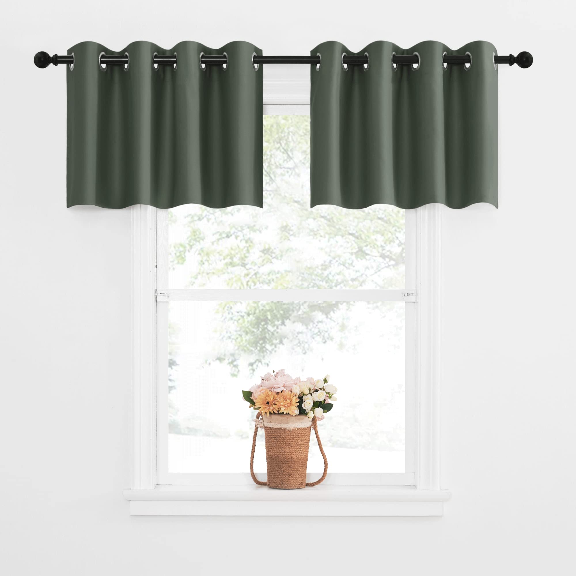 NICETOWN Blackout Valance Curtains Room Darkening, Short Kitchen Curtain Valances, Grommet Top Window Curtains Topper Tiers for/