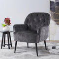 IWMH Accent Chair for Living Room, Button Velent Armchair, Single Sofa Chair with Arms, Metal Legs, Side Corner Chair for Bedroo