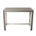 Benjara BM287805 Patio Kylo 59 Inch Outdoor Bar Table, Aluminum Frame, Plank Surface, Large, Gray and Brown