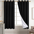 Diraysid 100% Blackout Curtains Black Linen Curtains for Bedroom Grommet Thermal Insulated Room Darkening Drapes (2 Panels, W52 