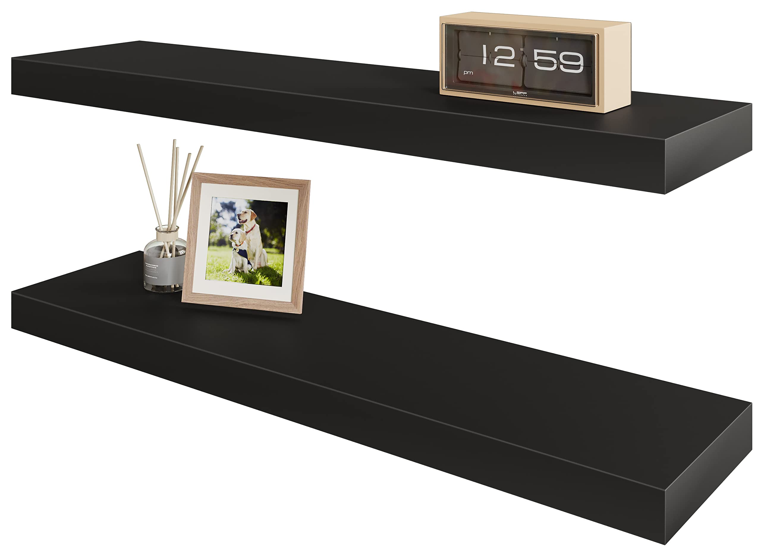 BAMEOS Floating Shelf,Wall Shelf,Decor Wall Mounted Shelves,Hanging Shelf Set L24xW6 for Bathroom Kitchen Living,Kitchen,Room Be