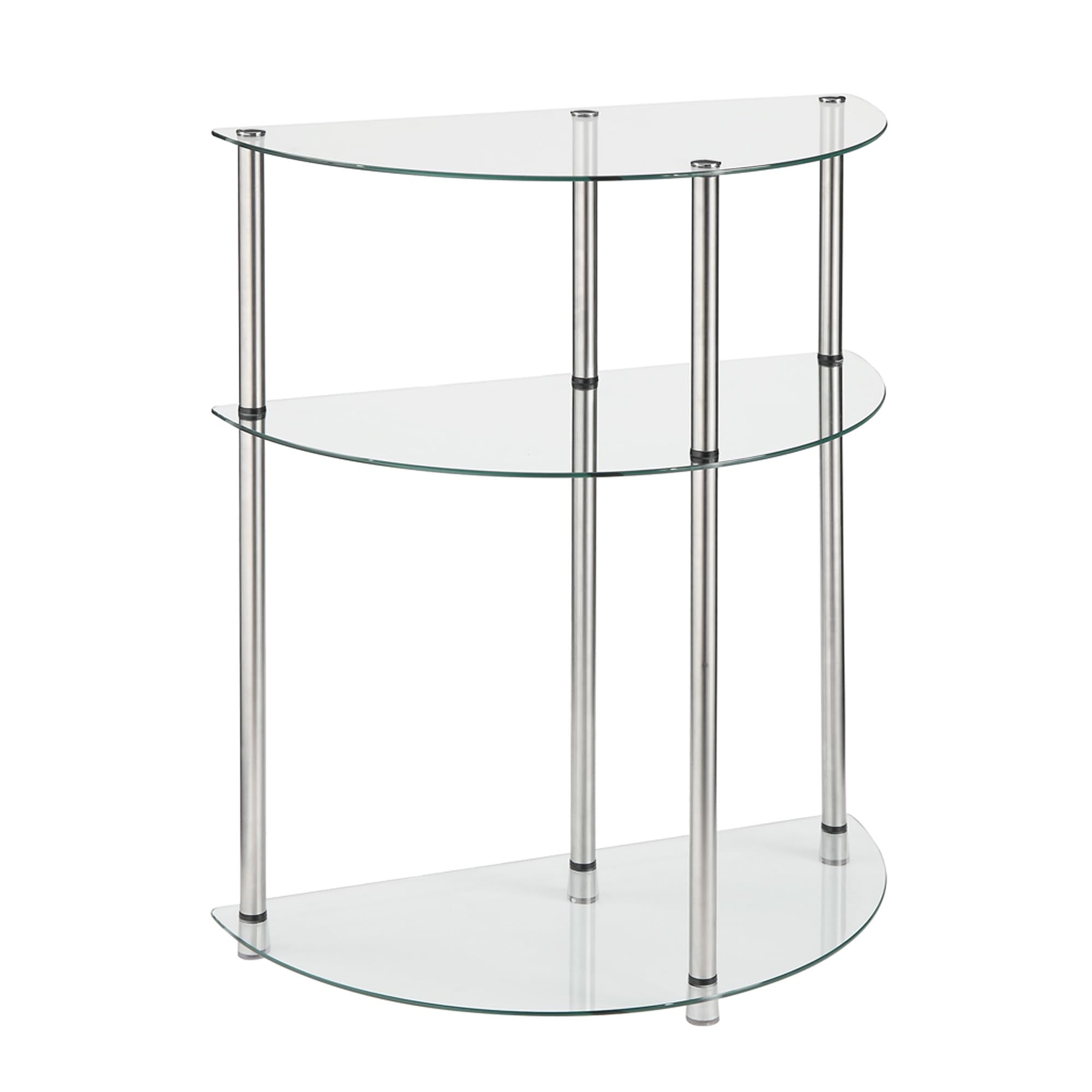 Convenience Concepts Designs2Go Classic Glass 3 Tier Half-Circle Entryway Table, Glass