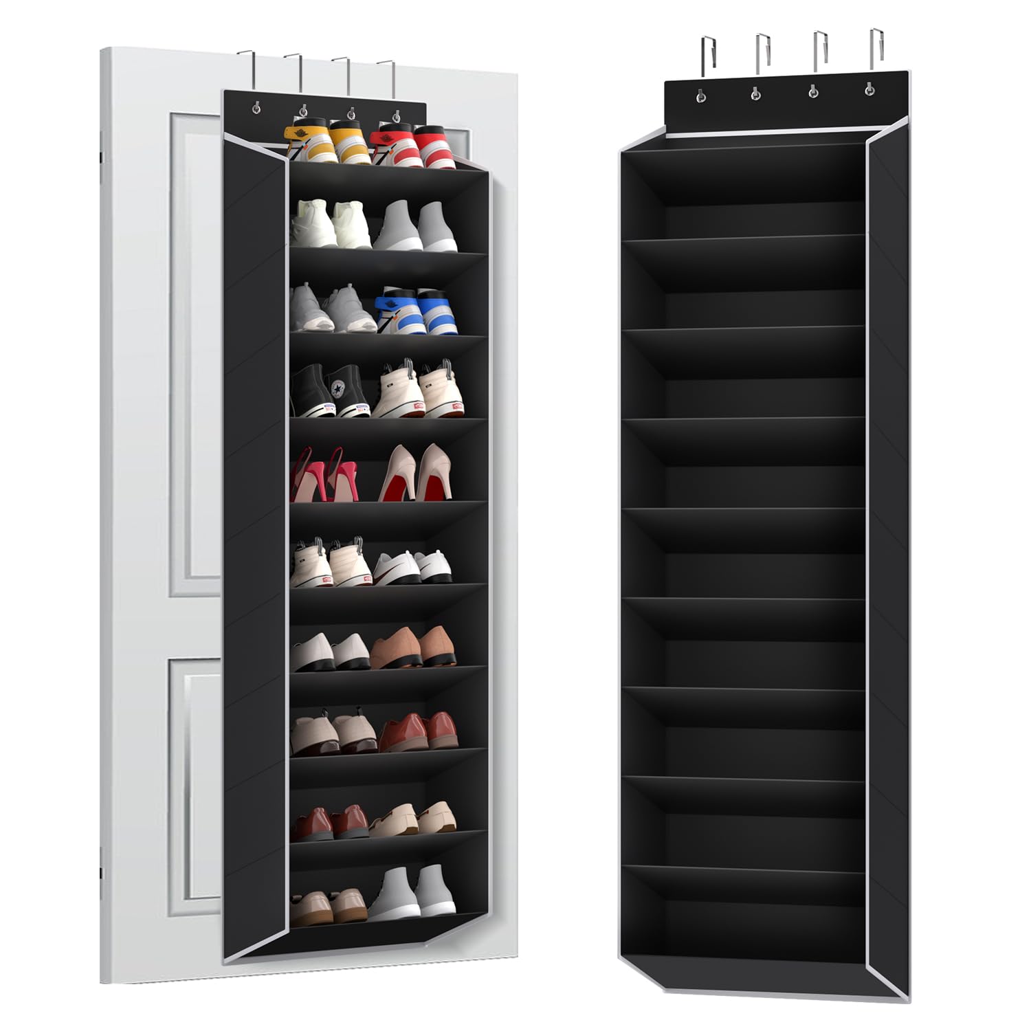 REGELETO 10 Tiers Large Size Over the Door Shoe Organizer Storage, Hanging Shoe Rack for Door with Deep Pockets, Fit 20 Pairs Sh