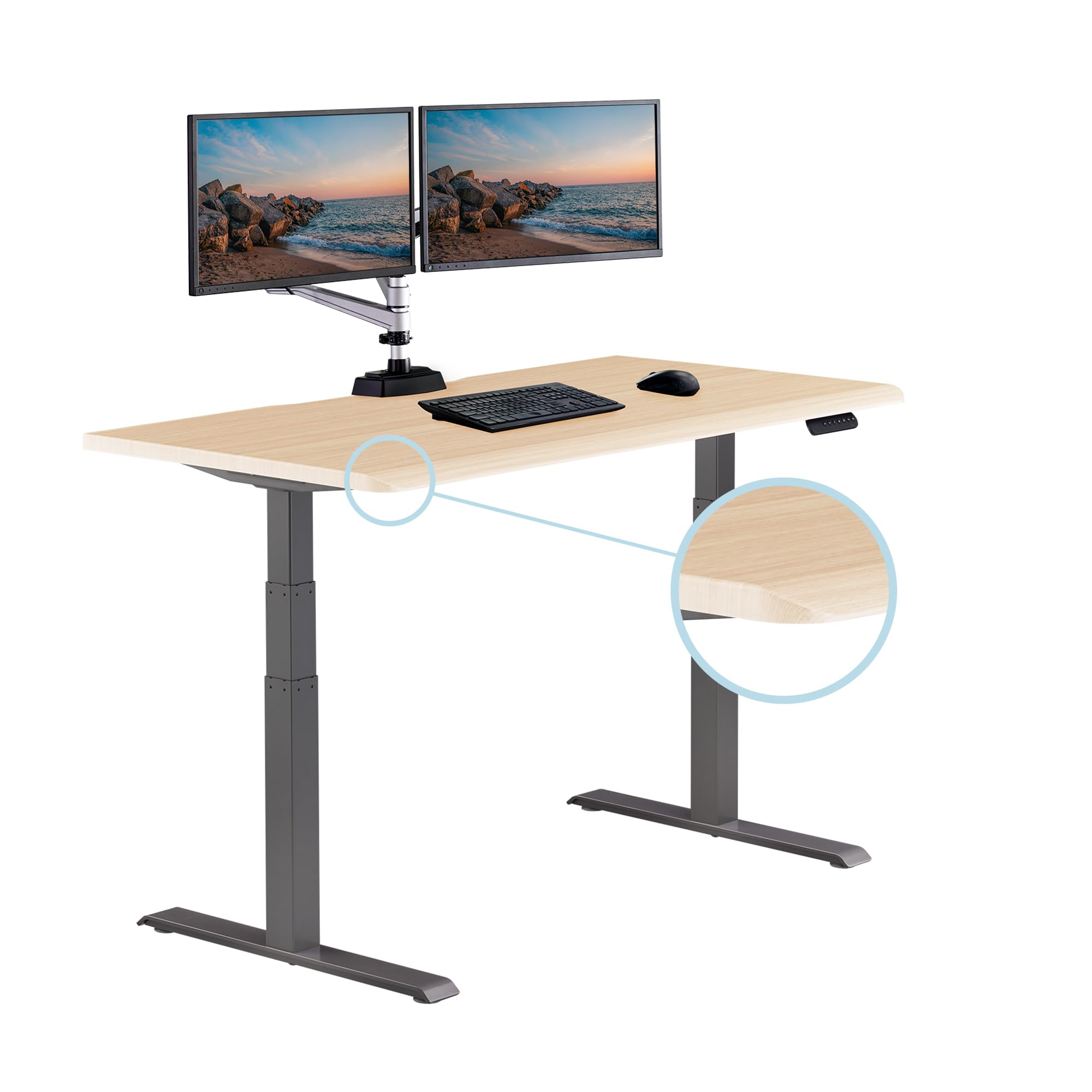 Vari ComfortEdge 60-Inch Standing Desk- Varidesk Adjustable Height Motorized Table- Sloped Ergonomic Front Edge, Stable T-Style 