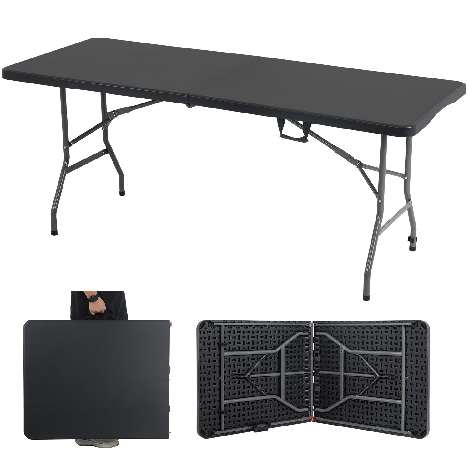 Dkeli Folding Table 6 ft | Portable Picnic Table | Folding Camping Table Heavy Duty for Outdoor Indoor Camping | Picnic and Part