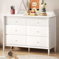 JOINICE 6 Drawer Dresser, Children Dresser with Storage, Wide Chest of Drawers for Nursery, Wood Large Drawer Organizer Cabinet 