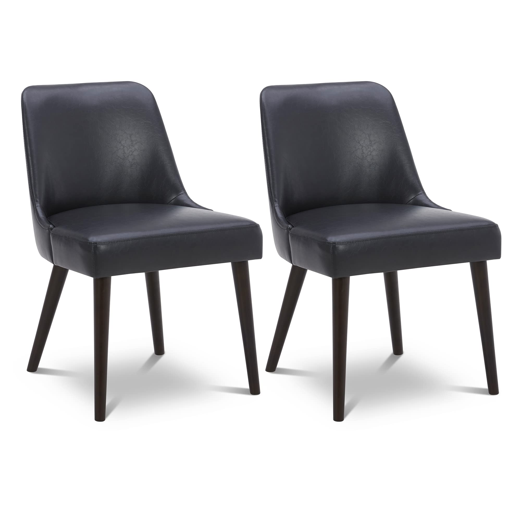 CHITA Mid-Century Modern Dining Chair, Upholstered Fabric Accent Chair, Set of 2,Dark Blue in Fabric