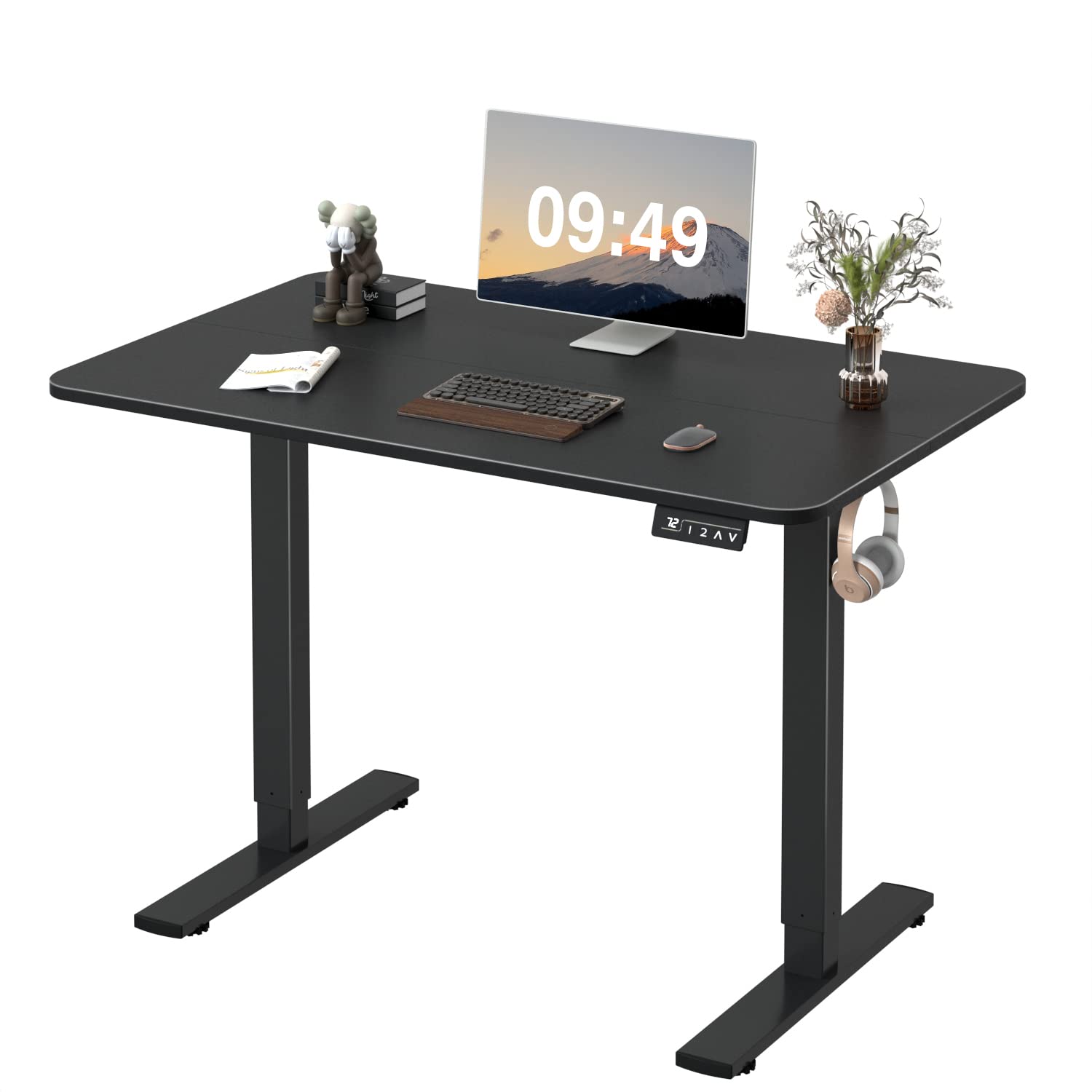 Furmax Electric Height Adjustable Standing Desk Large 48 x 24 Inches Sit Stand up Desk Home Office Computer Desk Memory Preset w